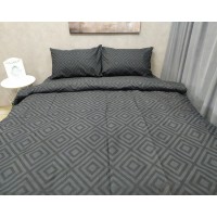 Постільна білизна LARA бязь d11188p Ромб Dark Gray полуторна