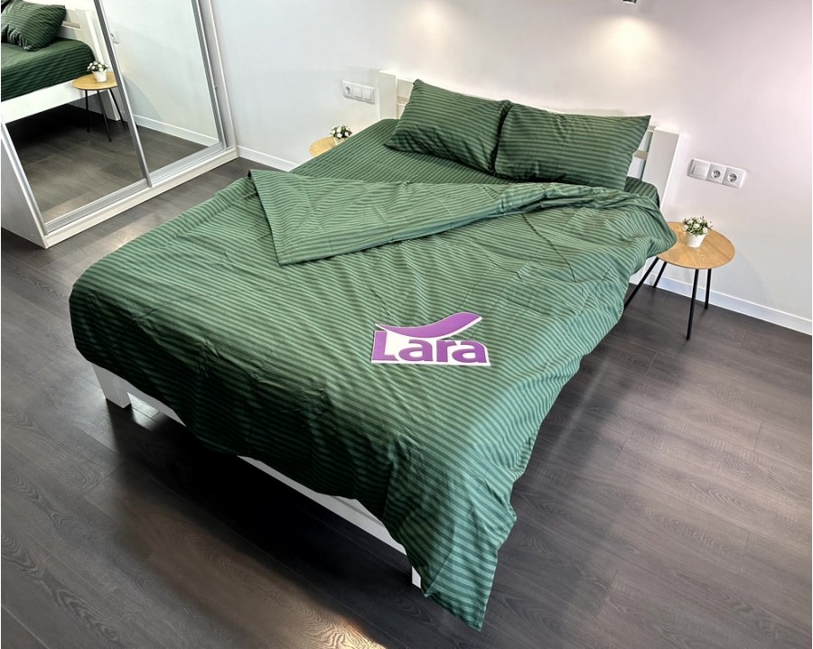 Постельное белье LARA бязь-страйп Green d11225p полуторное