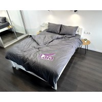 Постельное белье LARA бязь-страйп Graphite d11251p полуторное