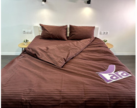 Постельное белье LARA бязь-страйп Brown d11252d двуспальное
