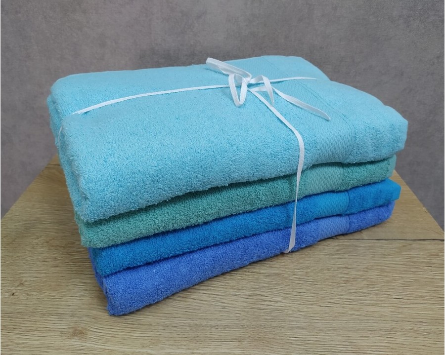 Набір турецьких махрових рушників 4 штуки Lorine soft colors Mavi 70х140