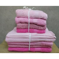Набір турецьких махрових рушників Lorine soft colors Pembe 4 штуки 50х90 + 4 штуки 70х140