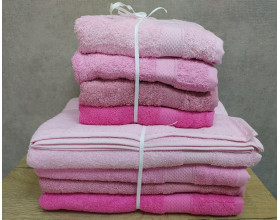 Набір турецьких махрових рушників Lorine soft colors Pembe 4 штуки 50х90 + 4 штуки 70х140