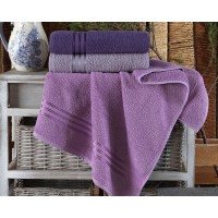 Набор турецких махровых полотенец 3 шт Gulcan Lu Armullu Violet 70х140