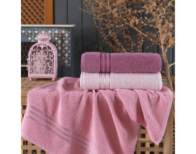 Набір турецьких махрових рушників 3 шт Gulcan Lu Armullu Pink 50х90