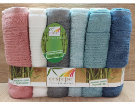Набір турецьких махрових бамбукових рушників 50х90 Cestepe 6 штук Bamboo Sarev