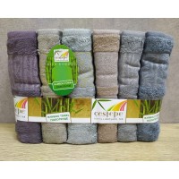 Набір турецьких махрових бамбукових рушників 50х90 Cestepe 6 штук Bamboo Aymira