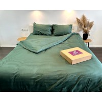 Постельное белье LARA d13183e160 green сатин-страйп LUX с простынью на резинке 160х200х25 евро