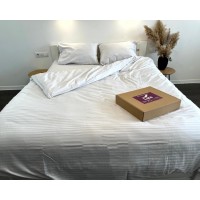 Постільна білизна LARA d13177e160 light gray сатин-страйп LUX з простирадлом на резинці 160х200х25 євро