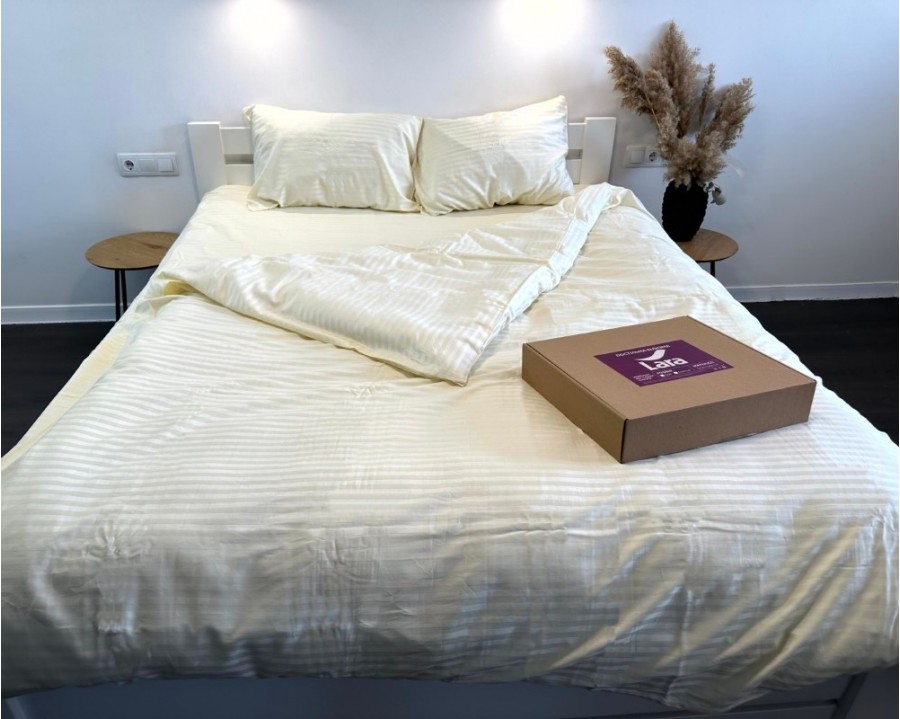 Постельное белье LARA d13176s beige сатин-страйп LUX семейное