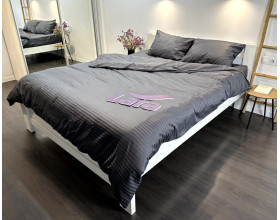 Постільна білизна LARA d13206e180 graphite сатин-страйп LUX з простирадлом на резинці 180х200х25 євро