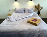 Постельное белье LARA d13181e lavander сатин-страйп LUX евро