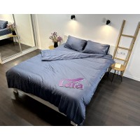 Постельное белье LARA d13207e160 steel grey сатин-страйп LUX с простынью на резинке 160х200х25 евро