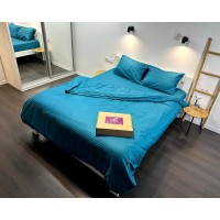 Постельное белье LARA d13227e160 turquoise сатин-страйп LUX с простынью на резинке 160х200х25 евро