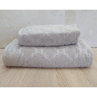 Набір махрових рушників турецьких Gulcan 50х90+70х140  Jacquard Cotton Lux Motif Acik Beige