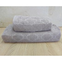 Набор махровых полотенец турецких Gulcan 50х90+70х140  Jacquard Cotton Lux Motif Beige Purple