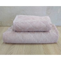 Набір махрових рушників турецьких Gulcan 50х90+70х140  Jacquard Cotton Lux Motif Pudra
