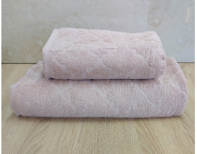 Набір махрових рушників турецьких Gulcan 50х90+70х140  Jacquard Cotton Lux Motif Pudra