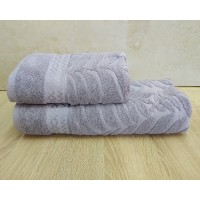 Набір махрових рушників турецьких Gulcan 50х90+70х140  Jacquard Cotton Lux Akasya Lila