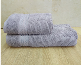Набір махрових рушників турецьких Gulcan 50х90+70х140  Jacquard Cotton Lux Akasya Lila