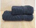 Набор махровых полотенец турецких Gulcan 50х90+70х140  Jacquard Cotton Lux Akasya Antrasit