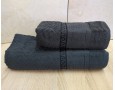 Набор махровых полотенец турецких Gulcan 50х90+70х140  Jacquard Cotton Lux Yeni Grek Antrasit