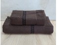 Набор махровых полотенец турецких Gulcan 50х90+70х140  Jacquard Cotton Lux Yeni Grek Brown