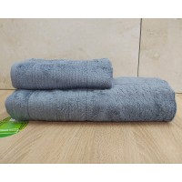 Набір бамбукових махрових рушників турецьких Cestepe 50х90+70х140  Bamboo Sarev Gray