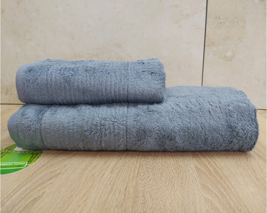 Набір бамбукових махрових рушників турецьких Cestepe 50х90+70х140  Bamboo Sarev Gray