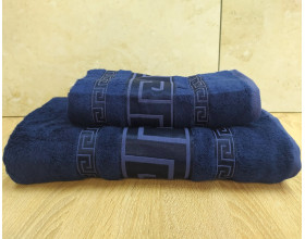 Набір бамбукових махрових рушників турецьких Cestepe 50х90+70х140  Bamboo Grek Dark blue