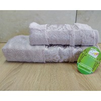 Набір бамбукових махрових рушників турецьких Cestepe 50х90+70х140 Bamboo Damaks Lila