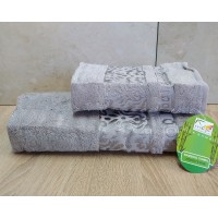 Набір бамбукових махрових рушників турецьких Cestepe 50х90+70х140  Bamboo Damaks Grey