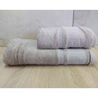 Набор бамбуковых махровых полотенец турецких Cestepe 50х90+70х140  Bamboo Aymira Dark Bej