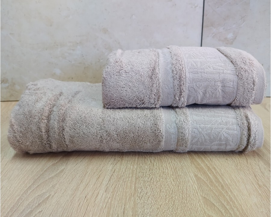 Набор бамбуковых махровых полотенец турецких Cestepe 50х90+70х140  Bamboo Aymira Dark Bej