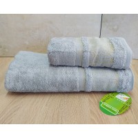 Набор бамбуковых махровых полотенец турецких Cestepe 50х90+70х140  Bamboo Aymira Light Grey