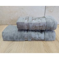 Набор бамбуковых махровых полотенец турецких Cestepe 50х90+70х140  Bamboo Floral Gray