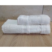 Набір бамбукових махрових рушників турецьких Cestepe 50х90+70х140  Bamboo Floral White