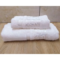 Набор бамбуковых махровых полотенец турецких Cestepe 50х90+70х140  Bamboo Chery White