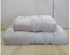 Набір бамбукових махрових рушників турецьких Cestepe 50х90+70х140  Bamboo Ecol Bej