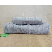 Набір бамбукових махрових рушників турецьких Cestepe 50х90+70х140  Bamboo Cicek Gri