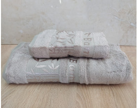 Набір бамбукових махрових рушників турецьких Cestepe 50х90+70х140  Bamboo Zumrut Light Acik Bej