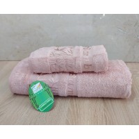 Набір бамбукових махрових рушників турецьких Cestepe 50х90+70х140  Bamboo Zumrut Light Pink