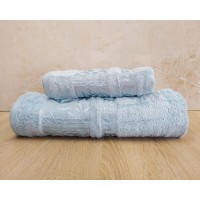 Набор бамбуковых махровых полотенец турецких Cestepe 50х90+70х140  Bamboo Zumrut Light Blue