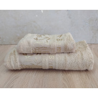 Набір бамбукових махрових рушників турецьких Cestepe 50х90+70х140  Bamboo Zumrut Light Bej