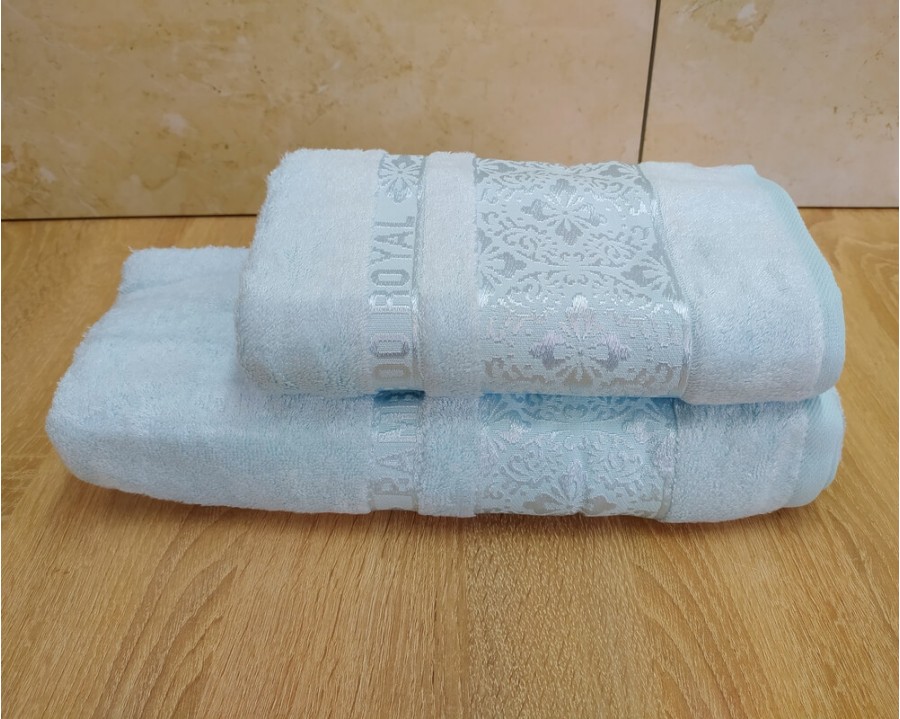 Набор бамбуковых махровых полотенец турецких Cestepe 50х90+70х140  Bamboo Royal light blue