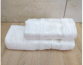Набір бамбукових махрових рушників турецьких Cestepe 50х90+70х140 Bamboo Royal white