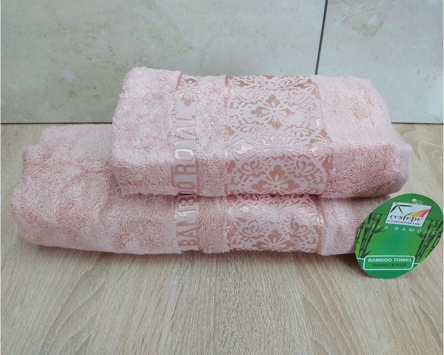 Набір бамбукових махрових рушників турецьких Cestepe 50х90+70х140  Bamboo Royal somon