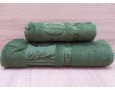 Набор бамбуковых махровых полотенец турецких Zeron 50х90+70х140  Bamboo Agaс Desen зеленый 1