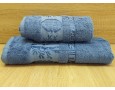 Набор бамбуковых махровых полотенец турецких Zeron 50х90+70х140  Bamboo Agaс Desen синий 3
