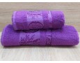 Набор бамбуковых махровых полотенец турецких Zeron 50х90+70х140  Bamboo Agaс Desen фиолетовый 1